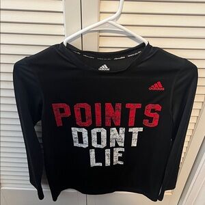 Adidas Kids Black Long Sleeve Tee with Red and White Graphic